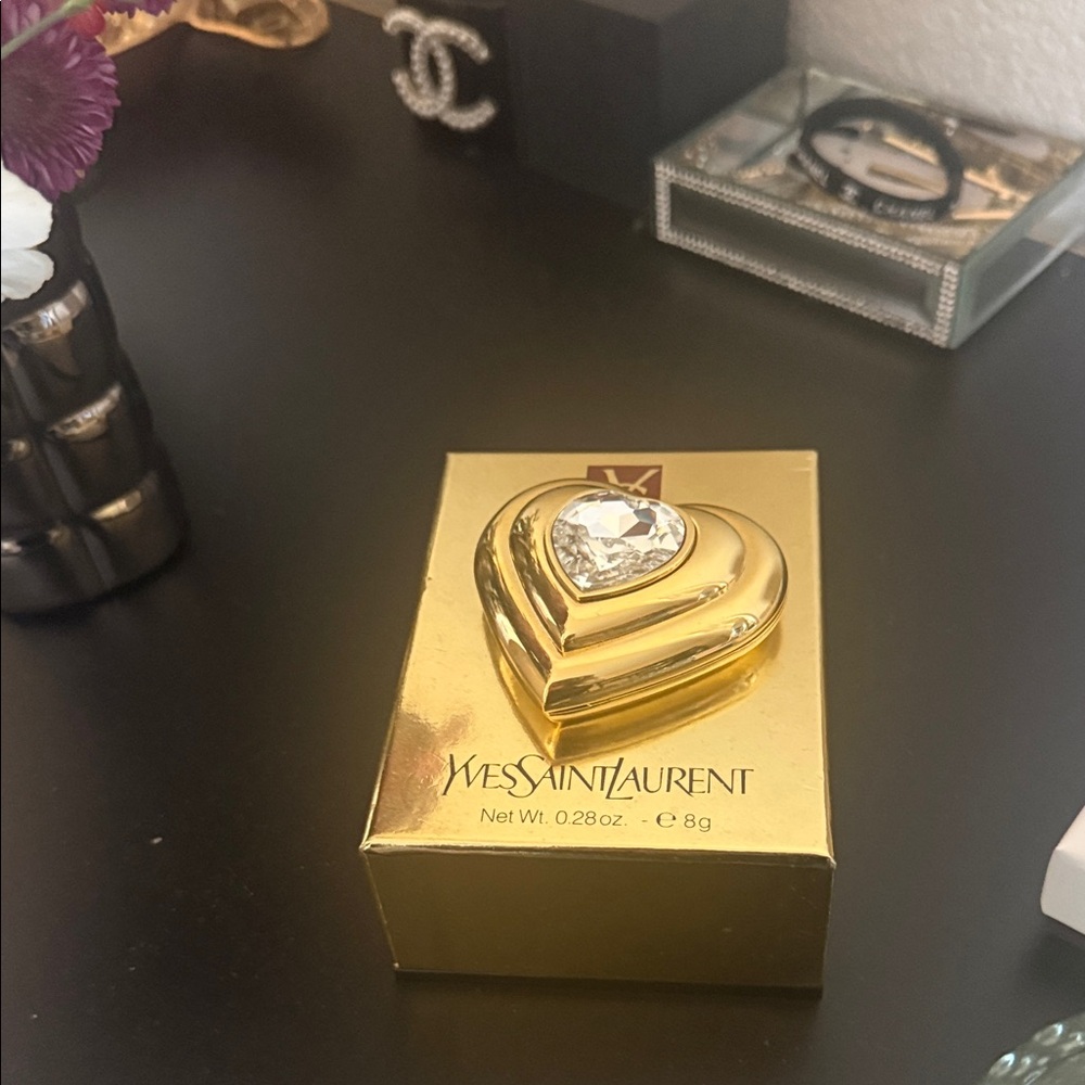 Yves Saint Laurent Gold Heart compact  with Crystal Accent